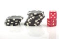 Four poker chips isolated on white background Royalty Free Stock Photo