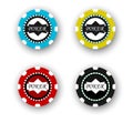 Four poker chips isolated on white background Royalty Free Stock Photo