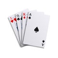 Four poker playing different cards hand together