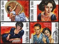 Four portraits of Elizabeth Taylor on stamps