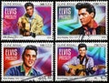 Four portraits of Elvis Presley on postage stamps Royalty Free Stock Photo