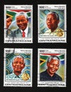 Four portraits of Nelson Mandela on postage stamps Royalty Free Stock Photo