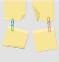 Four post it and clips Royalty Free Stock Photo