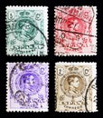 Four postage stamps from King Alfonso XIII serie, Spain, circa 1 Royalty Free Stock Photo