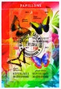 Four postage stamps printed in Cote d`Ivoire shows Butterflies serie, circa 2013