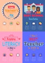 Four Posters Teachers Day Vector Illustration