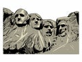 Four Presidents at Mount Rushmore National Memorial.Vector image.