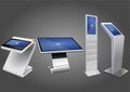 Four Promotional Interactive Information Kiosk, Advertising Display, Terminal Stand, Touch Screen Display.