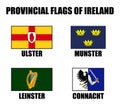 Four Provinces of Ireland - Connacht, Leinster, Munster and Ulster, flags