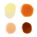 Four puddles of sauce isolated