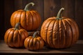 Four pumpkins on the table party