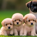 Four puppies in a row