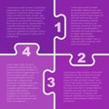 Four Purple Piece Puzzle Infographic. 4 Step. Royalty Free Stock Photo