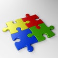 Four puzzle pieces with clipping path Royalty Free Stock Photo