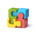 Four puzzle pieces standing 3D Royalty Free Stock Photo