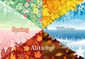 Four quadrants represent the seasons: spring, summer, autumn, and winter. Each Royalty Free Stock Photo