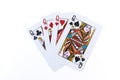 Four Queens playing cards for poker casino game isolated on white background Royalty Free Stock Photo