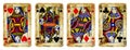 Four Queens Vintage Playing Cards - isolated Royalty Free Stock Photo