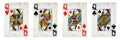 Four Queens Vintage Playing Cards - isolated Royalty Free Stock Photo