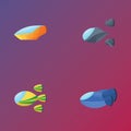 Four racing spaceship for background and object design