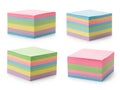 Four rainbow colored sticky notes stacks isolated on white background Royalty Free Stock Photo