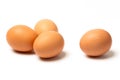 Four eggs on white background Royalty Free Stock Photo