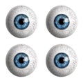 Four Realistic 3D Eyes with Detailed Blood Vessels Royalty Free Stock Photo