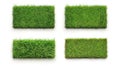 Four Rectangular Patches of Lush Green Grass Isolated on White Background Royalty Free Stock Photo