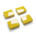 Four rectangular yellow blocks with white corners arranged in a square pattern Royalty Free Stock Photo