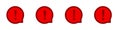 Four red alert icons with exclamation marks