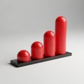 Four Red Bar Chart Segments Increasing in Height on a Black Base graph data Royalty Free Stock Photo