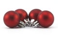 Four red christmas balls Royalty Free Stock Photo