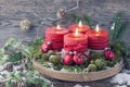 Four red christmas candle Royalty Free Stock Photo