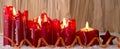 Four red christmas candle for advent. Royalty Free Stock Photo