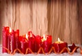 Four red christmas candle for advent. Royalty Free Stock Photo