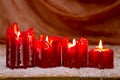 Four red Christmas candle for Advent. Royalty Free Stock Photo