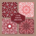 Four red ethnic eastern style seamless patterns.