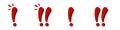 Four red exclamation marks in a row