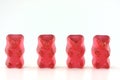 Four red gummy bears Royalty Free Stock Photo