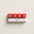 2025 Displayed with Red Keys and White Enter Button Royalty Free Stock Photo