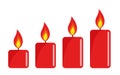 Four red lighted advent candle white background Royalty Free Stock Photo