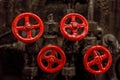 Four red valves Royalty Free Stock Photo