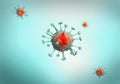 Four red virus cells on light blue background Royalty Free Stock Photo