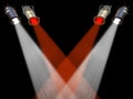 Four red and white spot lights Royalty Free Stock Photo
