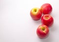 Four red-yellow apples on a white background Royalty Free Stock Photo