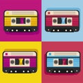 four retro pop art cassettes