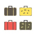 Four retro suitcases for travel and business trips.