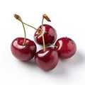 four ripe cherries stacked on top of each other