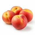 Vibrant Neogeo Style: Four Peaches On A White Background Royalty Free Stock Photo