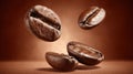 Roasted Coffee Beans Falling. Royalty Free Stock Photo